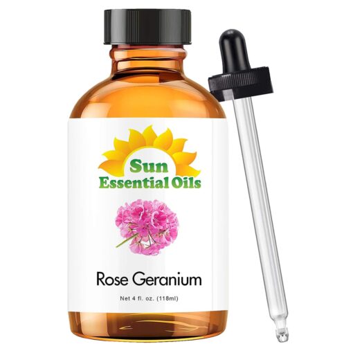 Sun Essential Oils 4oz - Rose Geranium Essential Oil - 4 Fluid Ounces 4 Fl Oz (Pack of 1)