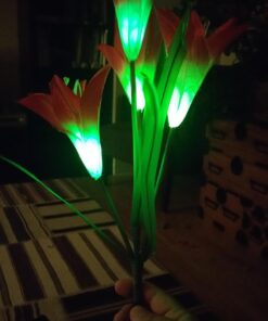 TONULAX Solar Garden Lights Outdoor - New Upgraded, Multi-Color Changing Lily Solar Lights for Patio,Yard Decoration, Bigger Flower and Wider Solar Panel (2 Pack,Purple and Red) 2 Pack 35 61jco533CJL