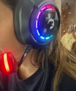 GAMEPOWER Voldon Rainbow Gaming Headset - 7.1 Virtual Surround Sound, Wired Headphones with 50MM Drivers, Noise Cancelling Mic for PC, PS4, PS5 - Ideal for Gamers, Black Head Set 18 61jdSrky40L