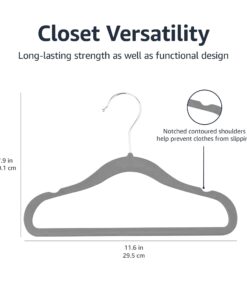 Amazon Basics Kids Velvet, Non-Slip Clothes Hangers, Baby Size 11.6, Pack of 50, Gray 11.6" 50-Pack 23 61jfbEStE3L