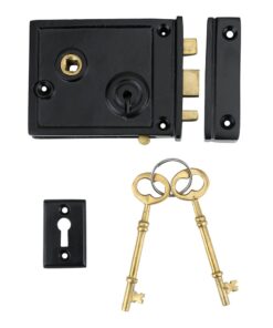 A29 Cast Iron Horizontal Rim Lock, Black Powder-Coated Finish 12 61jgrRthOoL