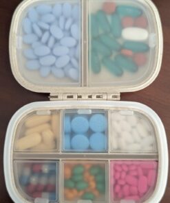 Holii Travel Pill Organizer, 8 Compartments Portable Pill Case, Daily Pill Box to Hold Vitamins, Small Pill Container for Pocket Purse Medicine Organizer(Khaki) Khaki 39 61ji5H75fJL
