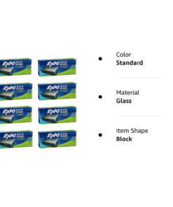 EXPO 81505 Block Eraser Dry Erase Whiteboard Board Eraser, Soft Pile, 5 1/8 W x 1 1/4 H - Pack of 8 5 61jjGqDXqzL