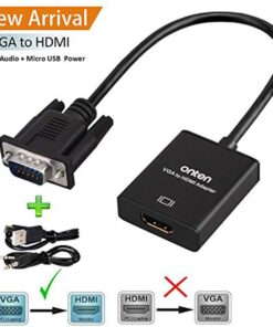 ONTEN VGA to HDMI, 1080P VGA to HDMI Adapter (Male to Female) for Computer, Desktop, Laptop, PC, Monitor, Projector, HDTV with Audio Cable and USB Cable (Black) 12 61jkrSkJFaL