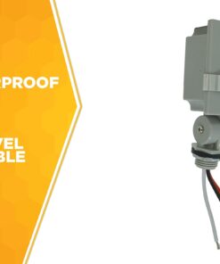 Woods 59411WD Outdoor Hardwired Stem and Swivel Light Control with Photocell; Compatible with Most Types of Bulbs; Swivel Mount for Adjustable Placement; Automatic Settings; Time Delay ; Grey 1 Count (Pack of 1) Stem & Swivel Mount Light Control 18 61jsMHBL