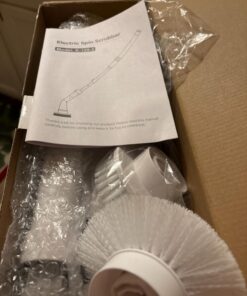 Electric Spin Scrubber, Cordless Power Brush Floor Scrubber with Adjustable Extension Arm and 4 Replaceable Bathroom Cleaning Brush Heads, Ideal for Tub, Tile, and Floor Cleaning White 42 61jsqzfhOL