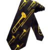 Steven Harris Trombone Music Instrument Necktie - Black - One Size Neck Tie