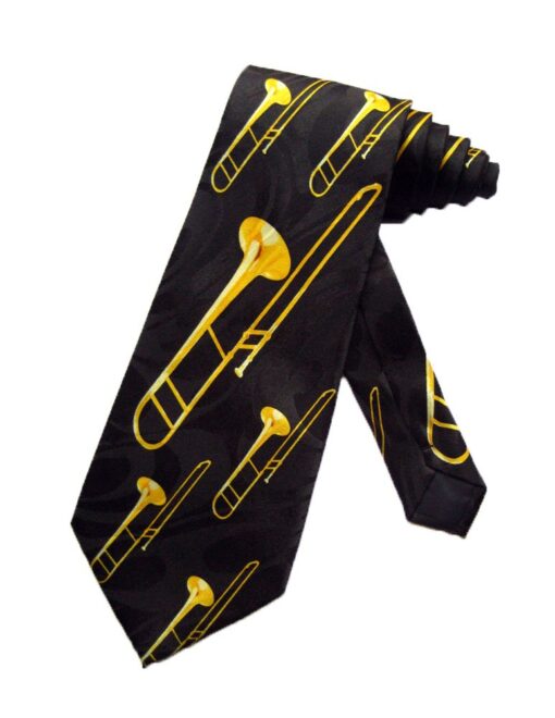 Steven Harris Trombone Music Instrument Necktie - Black - One Size Neck Tie