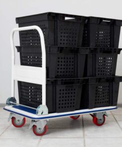 4" Swivel Plate Caster Wheels, PRITEK Heavy Duty Metal Caster Wheels Lock The Top Plate and The Wheels Replacement for Industrial Trailer or Large Home Furniture (Bearing 300lbs Each, Set of 4) Red 17 61jyDNTtLqL