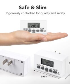 BN-LINK Digital Timer Outlet Indoor,24 Hour Light Timer Easy Programmable,Mini 2 Prong Plug in Timers for Electrical Outlets,Lamps,Fans,2 On/Off Programs,2 Pack,15A/1875W 20 61jzOI2VYSL