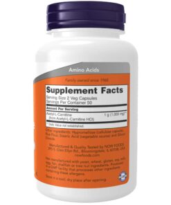 NOW Supplements, Acetyl-L Carnitine 500 mg, Amino Acid, Brain And Nerve Cell Function*, 100 Veg Capsules 100 Count (Pack of 1) 9 61k 71xmoyL