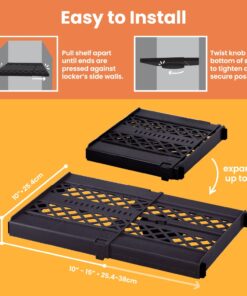 LockerMate Adjust-A-Shelf Locker Shelf, Easy to Use, Extends to Fit Your Locker, Black 1 Pack 20 61k yv 54xL