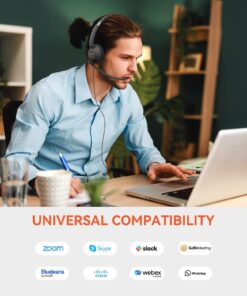 NUROUM Wired Headset, Single-Ear (Mono) Headphones with Noise Canceling Microphone, On Ear Computer Headset with in-line Control, USB/Type-C, PC Headset for Home Office Online Class Skype Zoom Single-Ear(USB Control) 18 61k46v89L