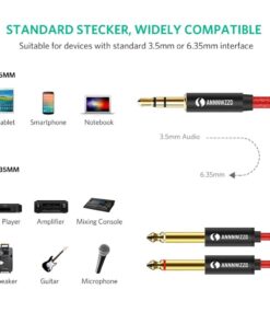 Alternative view of ANNNWZZD 1/8 to 1/4 Stereo Cable, 1/4 to 3.5mm 1/8 TRS Y Splitter Audio Cord Compatible with Phone, PC, Computer Sound Card 3ft/1m