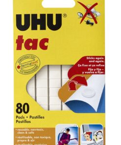Uhu Tac Removable and Reusable Glue Pads for Fast & Cleanmounting, Non-Toxic, Ideal for Paper and Small Objects, 80 Tac Pads (99683),White (SAU99683) 5 61k6SSE43HL