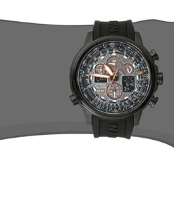 Citizen Men's Promaster Navihawk A-T Eco-Drive Pilot Watch, Atomic Timekeeping, Chronograph, Power Reserve Indicator, Luminous Hands and Markers, Anti-Reflective Crystal Black Rubber Strap 28 61k79AT1 GL