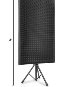Pyle PSiP24 Acoustic Isolation Absorber Shield Sound Wall Panel Studio Foam and Dampening Wedge with Height Adjustable Stand,Charcoal Gray Single Pack 15 61k9b7piFTL