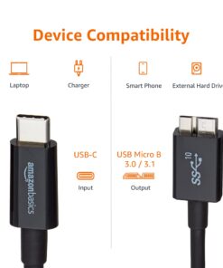 Amazon Basics USB-C to Micro USB 3.1 Gen 2 Fast Charging Cable, 10Gbps High-Speed, 3 Foot, Black 1-Pack 18 61kA7QCJ8OL