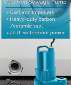 Barnes Cast Iron Sewage Pump, 1/2 hp, 115V, 1 Phase, 2-Inch NPT Vertical Discharge, 71 GPM, 25-Foot Head, Manual No Float 13 61kCc3sh8L