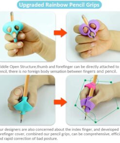 Firesara Pencil Grips, Ergonomic Rainbow Pencil Grips for Kids Handwriting, Pencil Grip Posture Correction Training Writing Aids Claw for Adults Preschoolers Students Special Needs(12Pcs) 17 61kDw7ef3cL