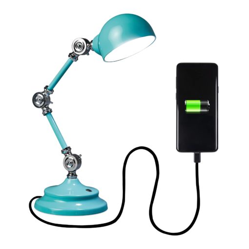 OttLite Revive LED Desk Lamp with ClearSun LED Technology, Turquoise – 3 Brightness Settings, Touch Activated Controls, USB Charging Port & 3 Adjustable Knobs for Precise Lighting - Great for Reading