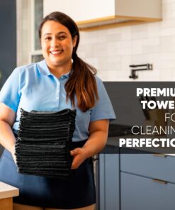 MW Pro Multi-Surface Microfiber Towel – 12 Pack | Premium Cleaning Cloth | Clean, Dust, Polish, Absorb | Large 16"x16" (Black) Black 15 61kFuRlSWtL