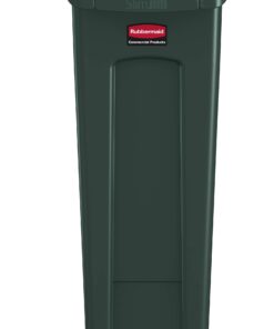 Rubbermaid Commercial Products Slim Jim Plastic Rectangular Recycling/Compost Bin with Venting Channels, 23 Gallon, Green Recycling (FG354007GRN) 1 10 61kG4fhR6VL
