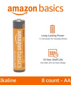 Amazon Basics 8-Pack AAA Alkaline High-Performance Batteries, 1.5 Volt, 10-Year Shelf Life 8 Count (Pack of 1) 22 61kHA43ChTL
