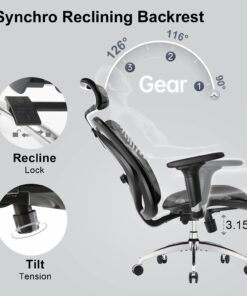 SIHOO M57 Ergonomic Office Chair with 3 Way Armrests Lumbar Support and Adjustable Headrest High Back Tilt Function Black 30 61kHT3oIoJL