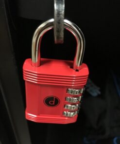 Padlock 4 Digit Combination Lock - for Gym School Locker, Outdoor Gate, Shed, Fence, and Storage - Weatherproof Metal - Keyless, Easy to Set, Resettable - Red 26 61kHtncnxTL