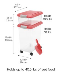 Alternative view of IRIS USA 33qt + 12qt Airtight Pet Food Container Combo with Scoop, Red