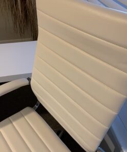 Amazon Basics High-Back Executive Swivel Office Desk Chair with Ribbed Puresoft Upholstery, Lumbar Support, Modern Style, 23.9"D x 24.69"W x 41.5"H, Stunning White 37 61kJQ0llM2L