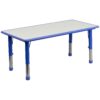 Flash Furniture Wren Adjustable Classroom Activity Table for School and Home, Rectangular Plastic Activity Table for Kids, 23.625" W x 47.25" L, Gray/Blue Blue Set of 1 2 61kMj7YwF9L