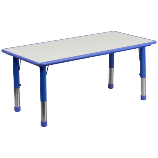 Flash Furniture Wren Adjustable Classroom Activity Table for School and Home, Rectangular Plastic Activity Table for Kids, 23.625" W x 47.25" L, Gray/Blue Blue Set of 1