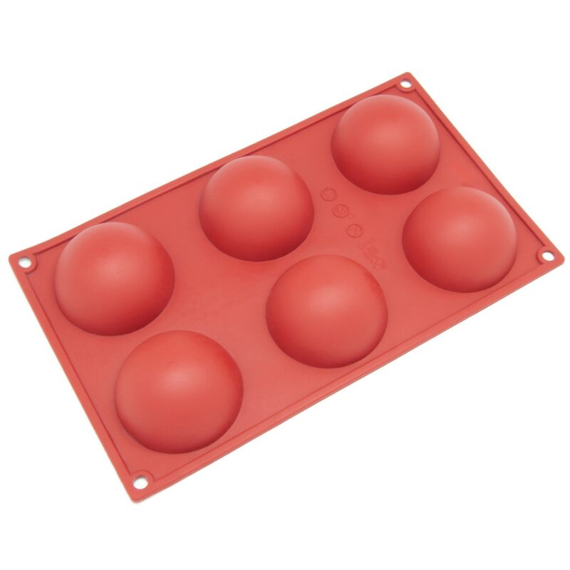 Silicone Molds [Half Sphere, 6 Cup] Cupcake Baking Pan - Free Paper Muffin Cups - Non Stick, BPA Free, 100% Silicon & Dishwasher Safe Silicon Bakeware Tin - Kitchen Rubber Tray & Soap Molds