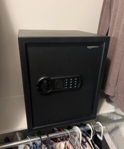 Amazon Basics Steel Home Security Safe with Programmable Electronic Keypad Lock, Secure Documents, Jewelry, Valuables, 1.52 Cubic Feet, Black, 13.8"W x 13"D x 16.5"H 39 61kPuSpVBbL