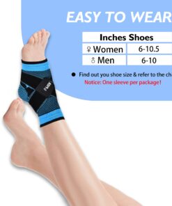 U-pick Ankle Brace for Plantar Fasciitis Support, Compression Sock Adjustable Strap for Heel Spur Achilles Tendonitis & Perineal Tendonitis & Sprained Ankle, Heel Pain Relief (Single/Blue) Blue-Single 23 61kQjmDq4pL