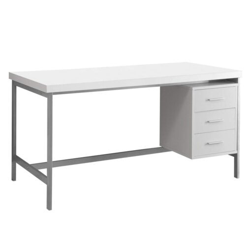 Monarch Specialties Hollow-Core/Silver Metal Office Desk, 60", white