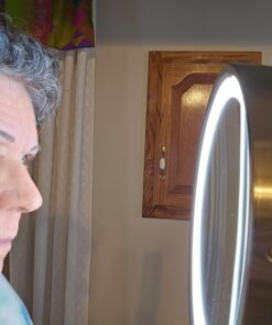 VESAUR Professional 8.5" Large Lighted Makeup Mirror Updated with 3 Color Lights, 1X/10X Magnifying Swivel Vanity Brightness Dimmable Cosmetic Mirror with 48 Premium LED Lights, Senior Pearl Nickel X-Large 38 61kU4cPq OL