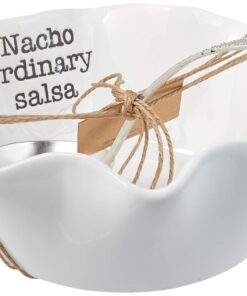 Alternative view of Mud Pie Salsa Ceramic Dip Cup Set, Nacho, White & Silver
