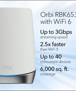 Alternative view of NETGEAR Orbi Whole Home Tri-Band Mesh WiFi 6 System (RBK653) – Router with 2 Satellite Extenders, Coverage Up to 6,000 Square Feet, 40 Devices, AX3000 (Up to 3Gbps) AX3000 | 3-Pack