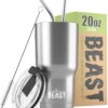 Beast 20 oz Tumbler Stainless Steel Vacuum Insulated Coffee Ice Cup Double Wall Travel Flask (Stainless Steel)