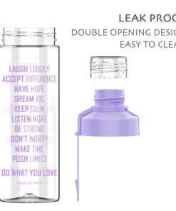 Artoid Mode 25oz Motivational Fitness Workout Sports Water Bottle with Time Marker & Measurements, Carbonation Friendly Dishwasher Safe and BPA Free Purple 12 61kf70NY6rL