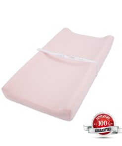 TILLYOU Changing Pad Cover Set in Soft Jersey Material - Fits 32"/34''x16" Contoured Pad for Babies,Peachy Pink & Lt Gray 2 Piece Assortment 2-pack Peachy Pink & Lt Gray 24 61kgHHoKejL