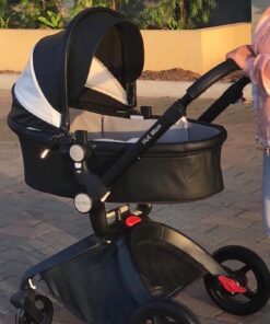 Hot Mom Baby Stroller: Baby Carriage with Adjustable Seat Height Angle and Four-Wheel Shock Absorption,Reversible,High Landscape and Fashional Pram (Black) Black 62 61kj9Wd1RWL