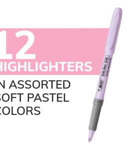 BIC Brite Liner Grip Pastel Highlighter Set, Chisel Tip, Pack of Pastel Highlighters in Assorted Colors (colors may vary), Cute Highlighters for Bullet Journaling, Note Taking and More (Pack of 18) 12 Count (Pack of 18) 10 61kk5NM2eL