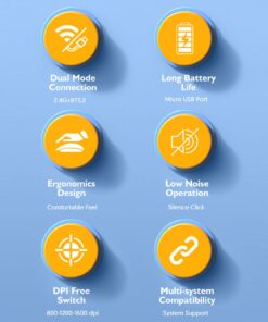 Wireless Mouse, 2.4G Wireless or Bluetooth 5.2 Connection, 800 1200 1600 DPI, USB Rechargeable, Ergonomic Silent Cordless Mice, for PC, Laptop, Computer (Black) Black 13 61kkvGWSh9L