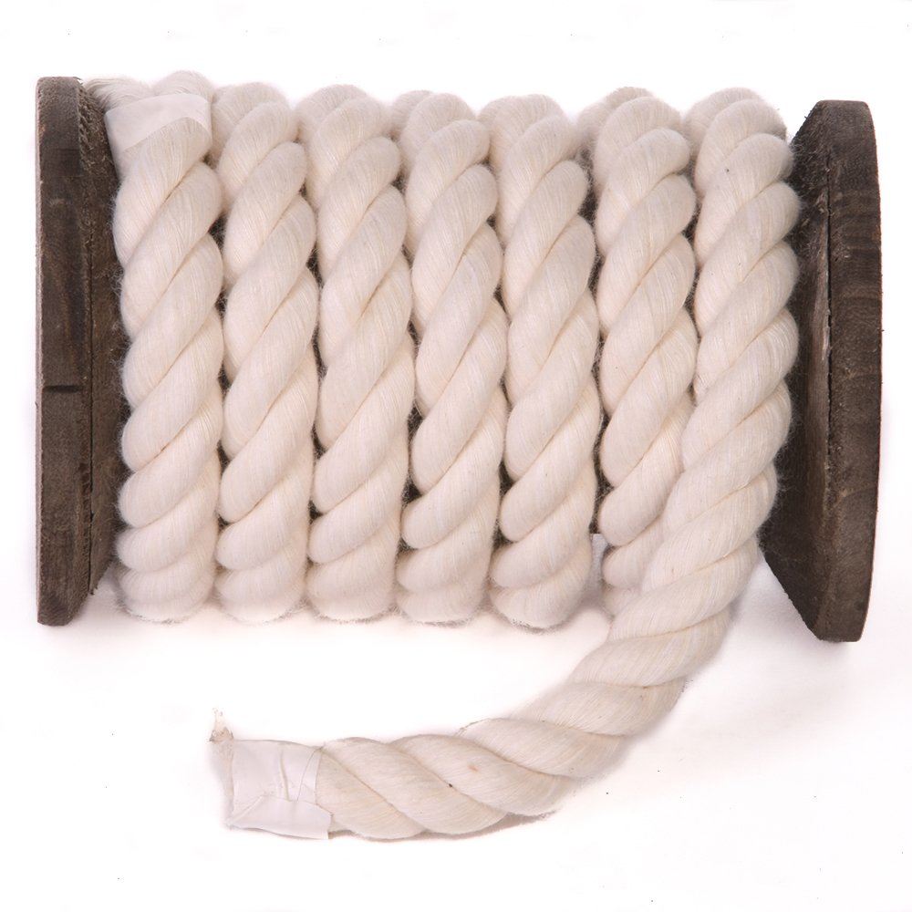 Ravenox Natural Twisted Cotton Rope | Made in The USA | Strong Triple-Strand Cordage for Sports, Décor, Pet Toys, Crafts, Macramé & Indoor Outdoor Use| by The Foot & Diameter (Multiple Color) Natural White 5/8 Inch x 10 Feet 2 Ravenox Natural Twisted Cotton Rope | Made in The USA | Strong Triple-Strand Cordage for Sports, Décor, Pet Toys, Crafts, Macramé & Indoor Outdoor Use| by The Foot & Diameter (Multiple Color) Natural White 5/8 Inch x 10 Feet - Image 2