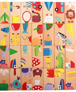 GracesDawn 28 Pcs of Educational Wooden Toy Domino Animal Puzzles Kids Game Gift 11 61kmnhp70UL
