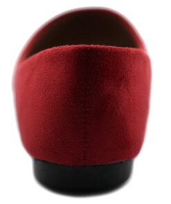 Ollio Women's Ballet Comfort Light Faux Suede Multi Color Shoe Flat 6.5 Red 7 61koBzZXYqL